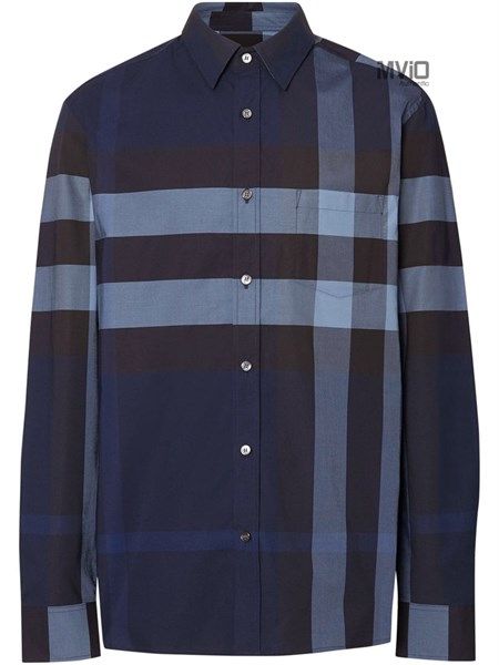 Sơ Mi Burberry Dài Tay Xanh Navy Ip 8011404 