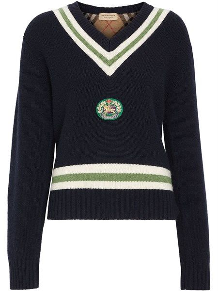  Len Burberry Navy Cổ Tim 8007851 1005 