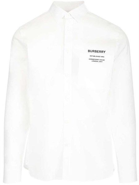  Sơ Mi Burberry Trắng Dài Tay Chữ Ngực Đen 8050263 A1464 