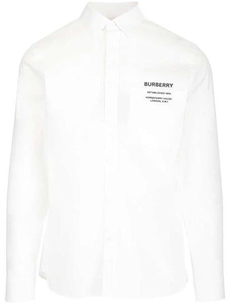  Sơ Mi Burberry Trắng Dài Tay Chữ Ngực Đen 8050263 A1464 