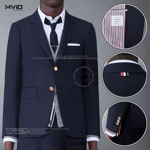  Blazer Thom Browne Navy Tay Viền Mờ MJC001A 06146 