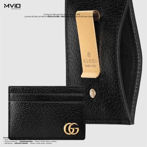  Card Holder Gucci Đen Logo & Kẹp Sau Gold 436022DJ20T 1000 