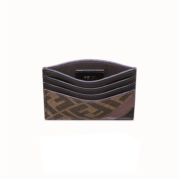  Ví Holder Card Fendi Portatessere In Tessuto Marrone 