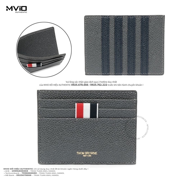 Card Holder Thom Browne Grey Kẻ Dọc Sau MAW220A 00198