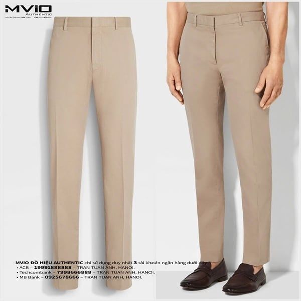  Quần Kaki Zegna Nâu Trơn UFI90A9 C32 
