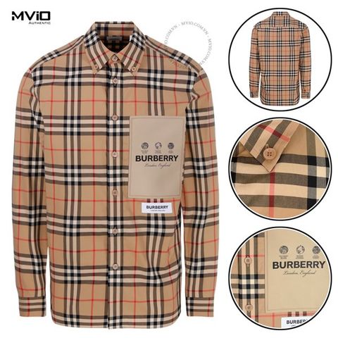  Sơ Mi Burberry Dài Tay Vintage Tag Nâu 8057461 1005 