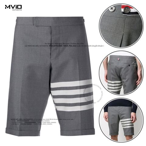  Short Vải Thom Browne Ghi Viền Trắng MTC001A 06146 035 