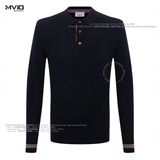  Polo Burberry Navy Dài Tay Viền Cổ Tay 8045520 