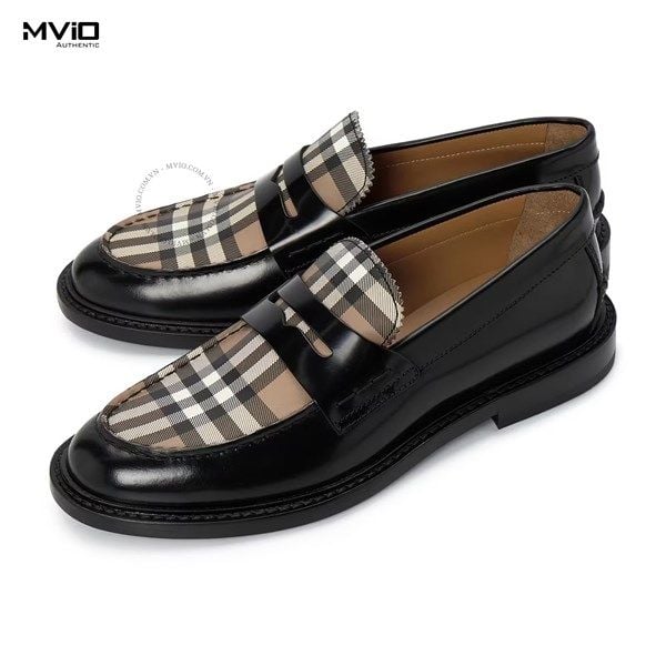  Loafer Burberry Đen Kẻ Vintage 8057408 