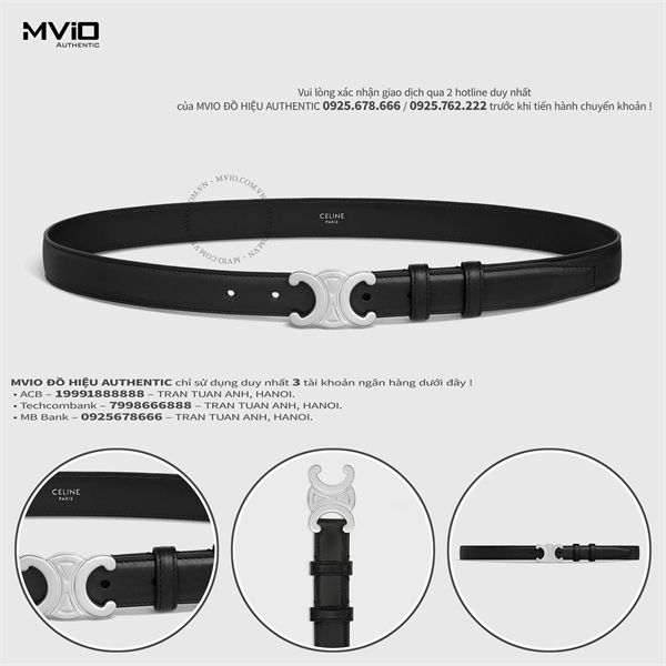  Belt Celine Đen Khoá Bạc 2.5 45AKA3A0138SI 