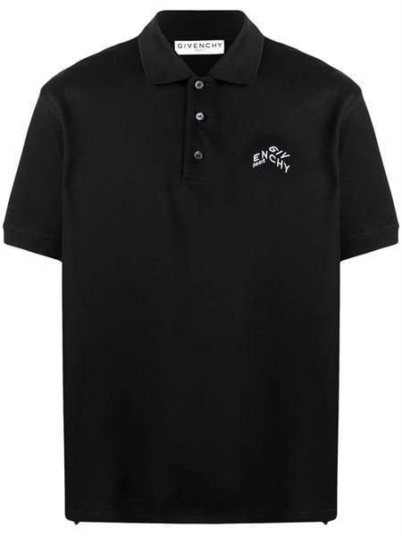  Polo Givenchy Đen Thêu Chữ Nghiêng Trắng Ngực 