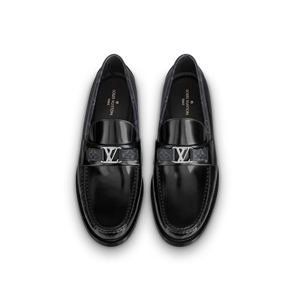 Loafer Louis Vuitton Đen Bóng Viền Monogram 1A7W08