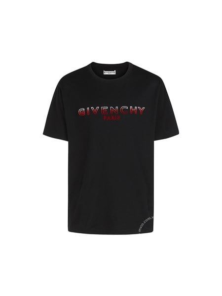  Phông Givenchy Đen Tufting Logo Chữ Đỏ Trắng Bm70Uy3002 001 