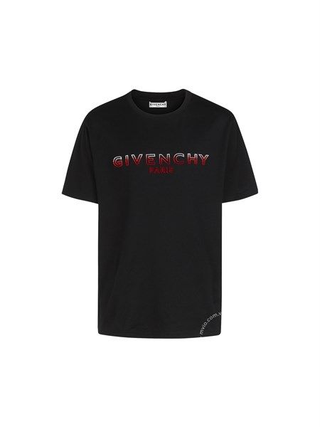  Phông Givenchy Đen Tufting Logo Chữ Đỏ Trắng Bm70Uy3002 001 