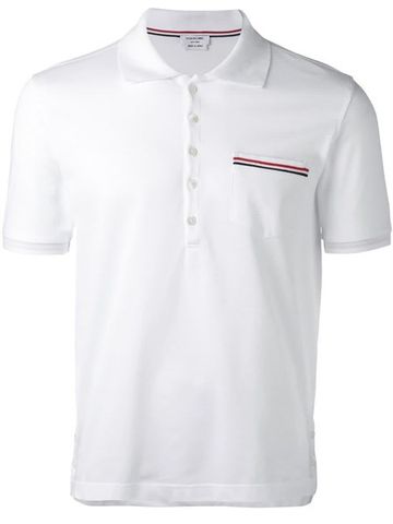  Polo Thom Browne Trắng Kẻ Túi E52RG22S069002 