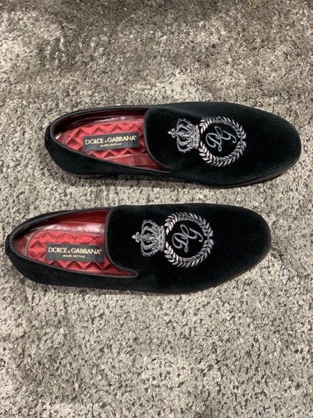  Loafer Dolce Đen Nhung Thêu A50001 