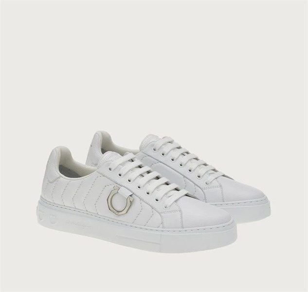  Sneaker Salvatore Trắng Logo Kim Loại BCX02253 