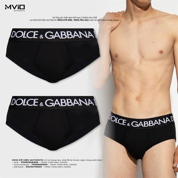  Boxer Dolce Gabbana Đen Tam Giác Cạp Chữ To MD969JONN97 N0000 