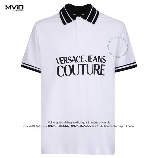  Polo Versace Couture Trắng Cổ Đen Chữ Ngực Trắng 74GAGT03 