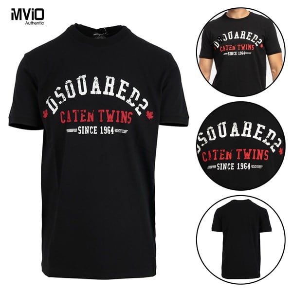  Phông Dsquared2 Đen Chữ Đỏ Caten Twin Since 1964 S71Gd1085 