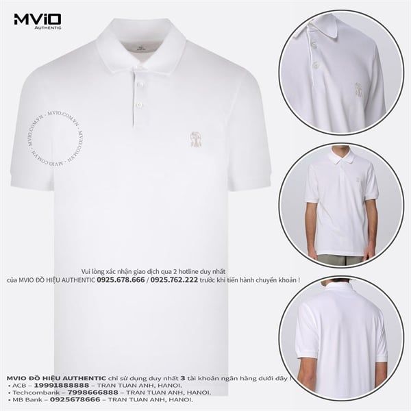  Polo Brunello Cucinelli Trắng Logo MOT638765 