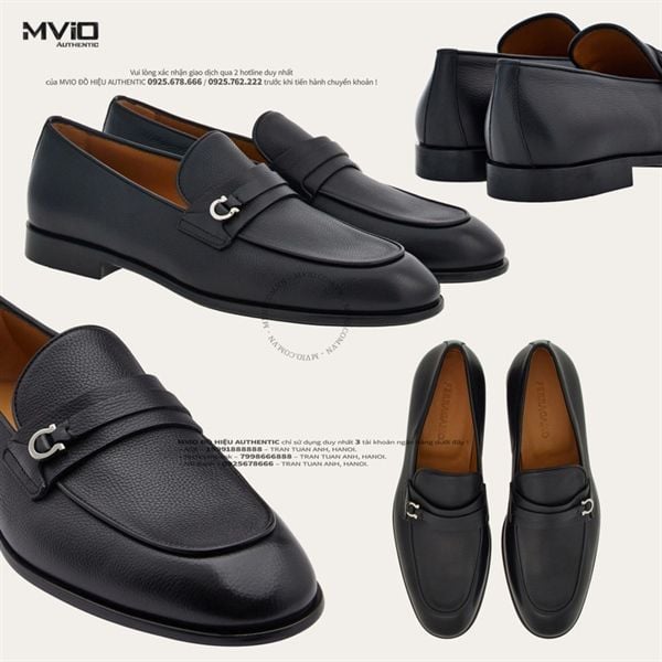  Loafer Salvatore Đen Da Bê Tag Lệch DESIO 0768125 