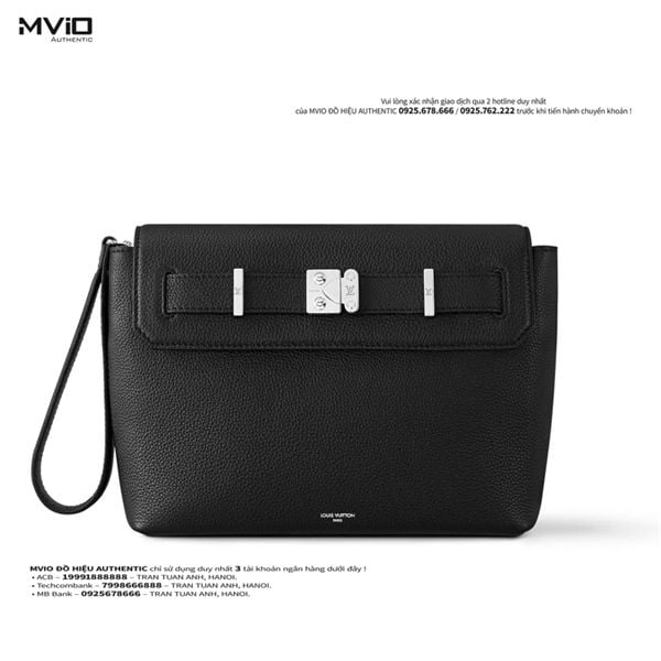  Túi Louis Vuitton Georges Pouch Đen Da Bê Sần M11579 