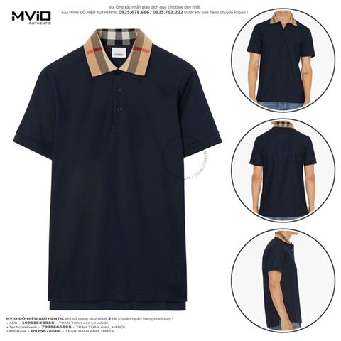  Polo Burberry Navy Check Cổ Vàng 8072661 