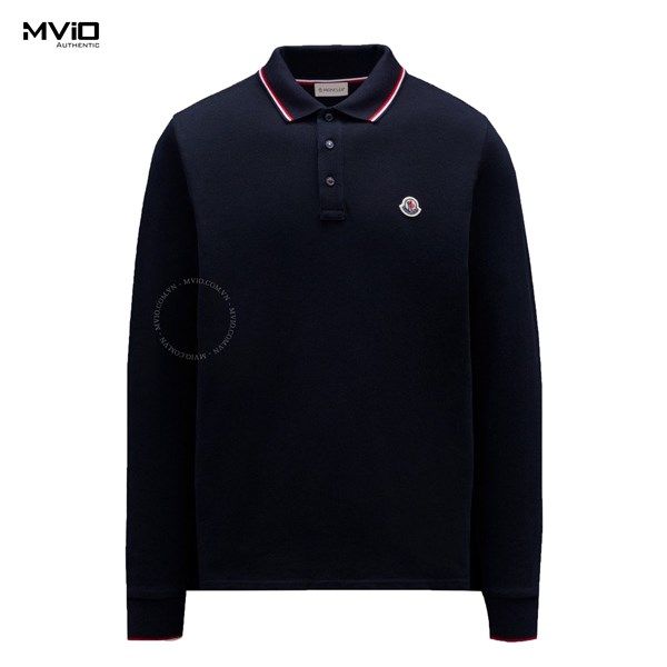  Polo Moncler Navy Dài Tay Viền Đỏ 8B70100 8455699 