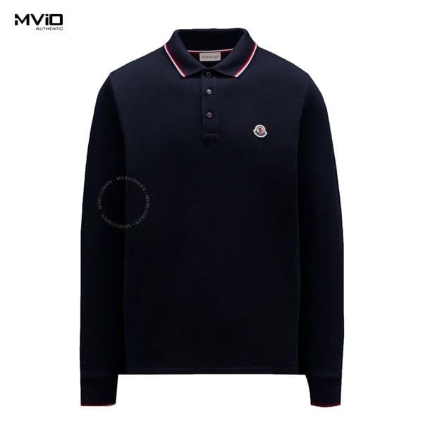  Polo Moncler Navy Dài Tay Viền Đỏ 8B70100 8455699 