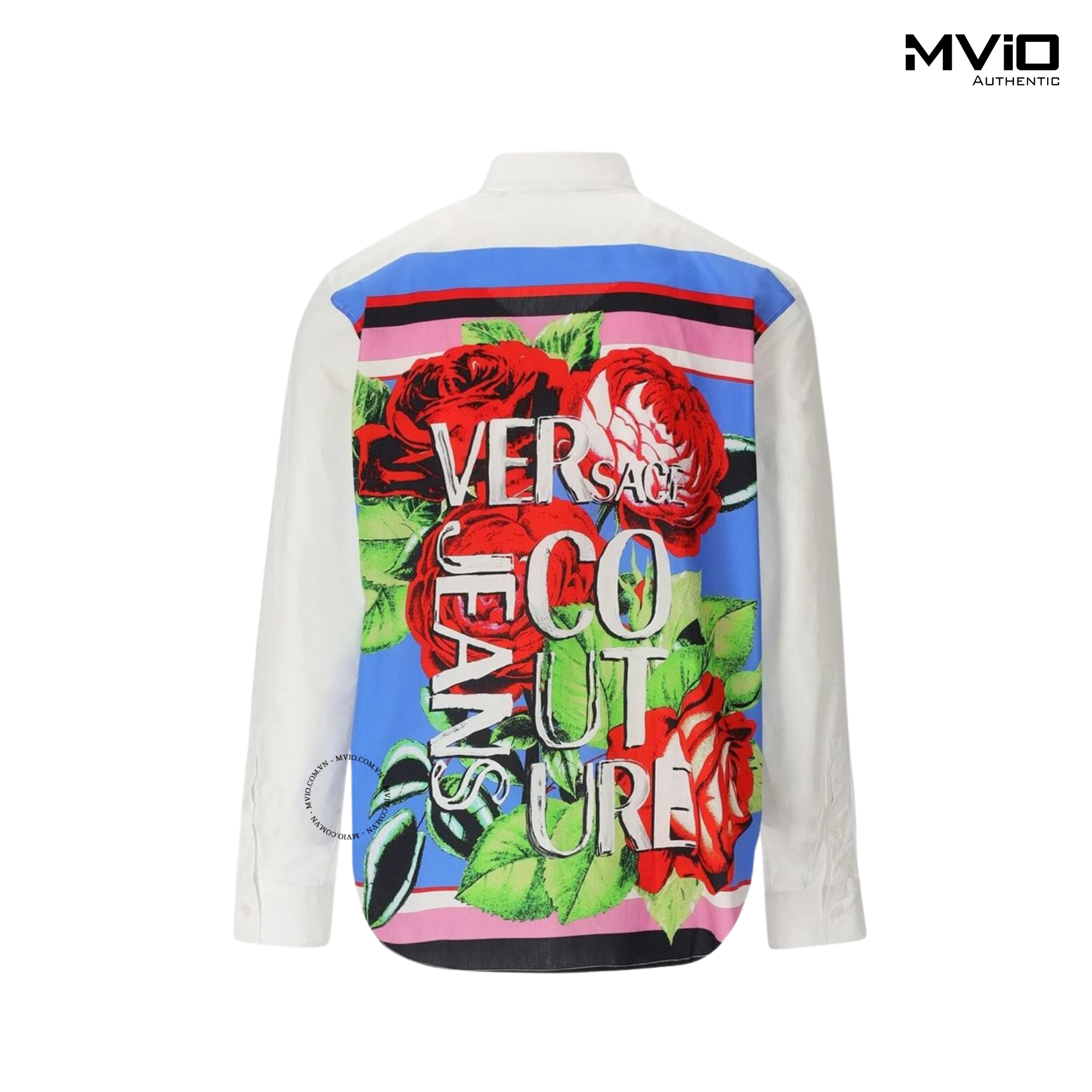  Sơ Mi Versace Trắng Dài Tay Túi Màu Hoạ Tiết Sau 74GAL2RR 