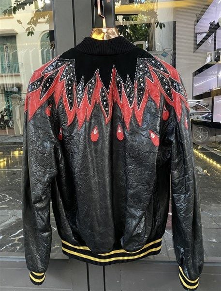  Áo Khoác Da Gucci Cánh Đỏ Đính Đá 519558 Xg643 