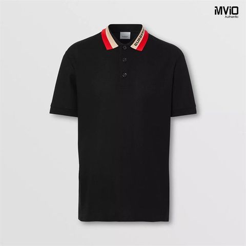  Polo Burberry Đen Cổ Đỏ Cam 8039265 