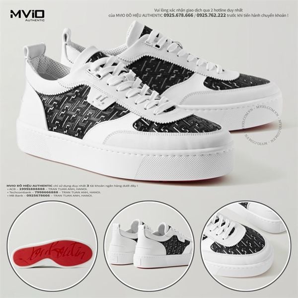  Sneaker Louboutin Trắng Vân Đen Trắng 3230010 