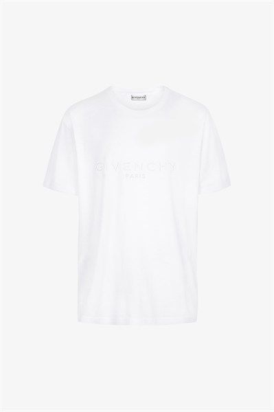  Phông Givenchy Trắng Chữ In Ngực Nổi Bma00J1Y5N001 