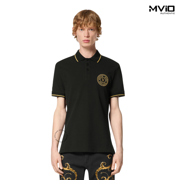  Polo Versace Đen Cổ Viền Vàng Kim Tuyến 74GAGT06 