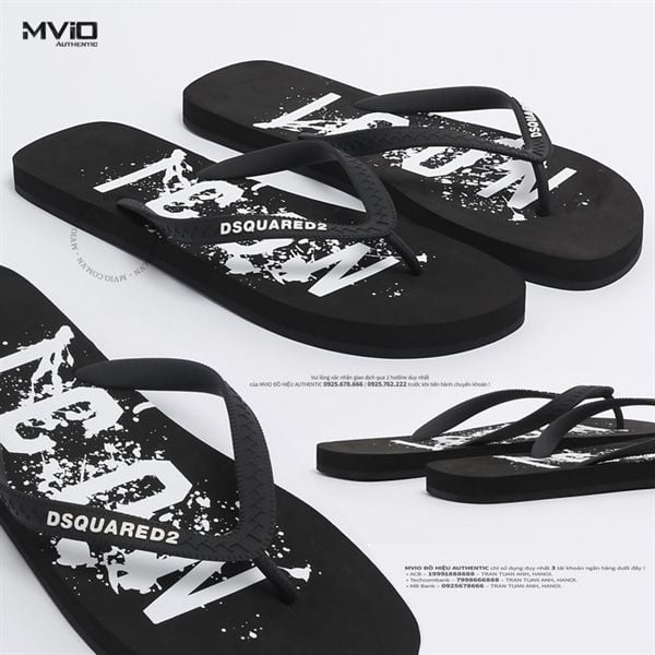  Dép Dsquared2 Đen Kẹp Ngón Đế Chữ Icon Loang FFM0001 17205573 