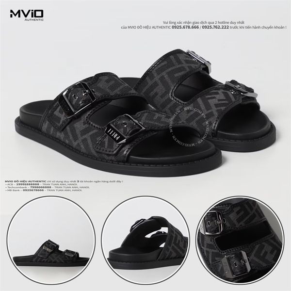  Dép Fendi Đen Vân FF 7X1604AJZF F0TUY 