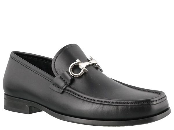  Loafer Salvatore Đen Da Trơn Khoá Bạc 2MEEE 