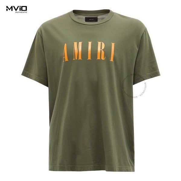  Phông Amiri Xanh Green Chữ Cam PS22MJLT 001 