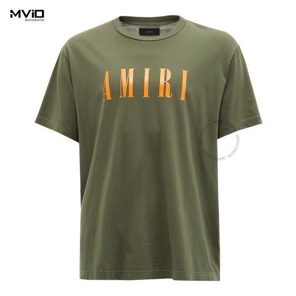  Phông Amiri Xanh Green Chữ Cam PS22MJLT 001 