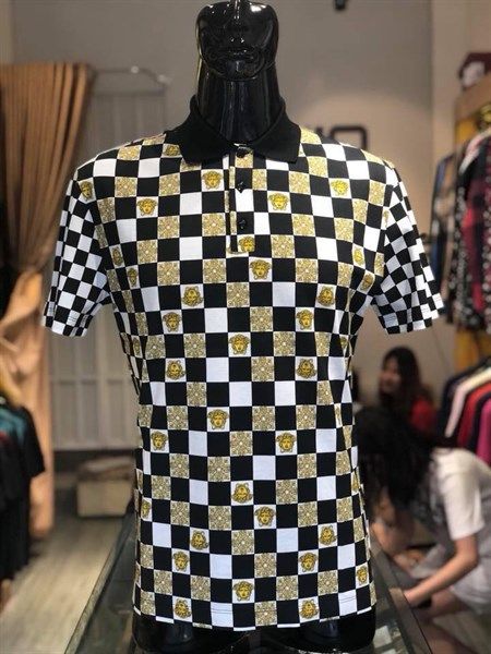  Polo Versace Trắng Vàng Caro 