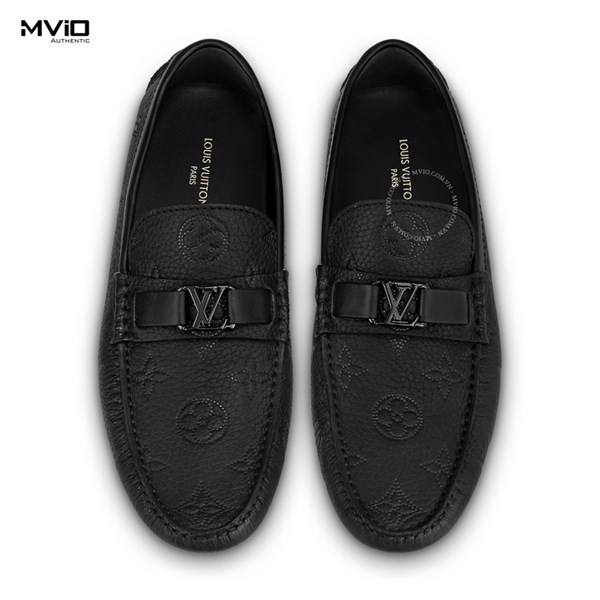 Moccasin Louis Vuitton Đen Vân Monogram Chìm 1AAN2N