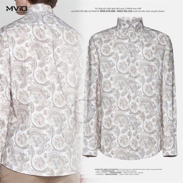  Sơ Mi Brunell Cucinelli Dài Tay Hoạ Tiết MM6571716 C001 