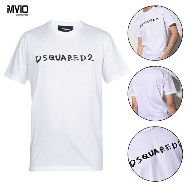  Phông Dsquared2 Trắng Chữ Đen Nghiêng S71Gd1066 