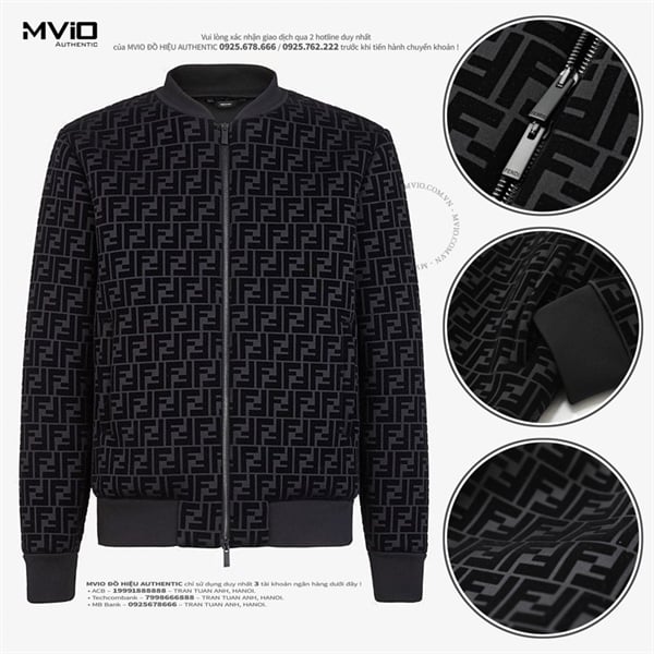 Khoác Fendi Bomber Đen Vân FF Nổi FW0833AAP0F0QA1