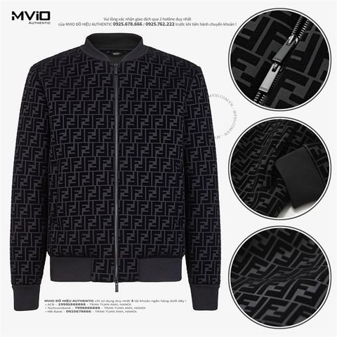  Khoác Fendi Bomber Đen Vân FF Nổi FW0833AAP0F0QA1 