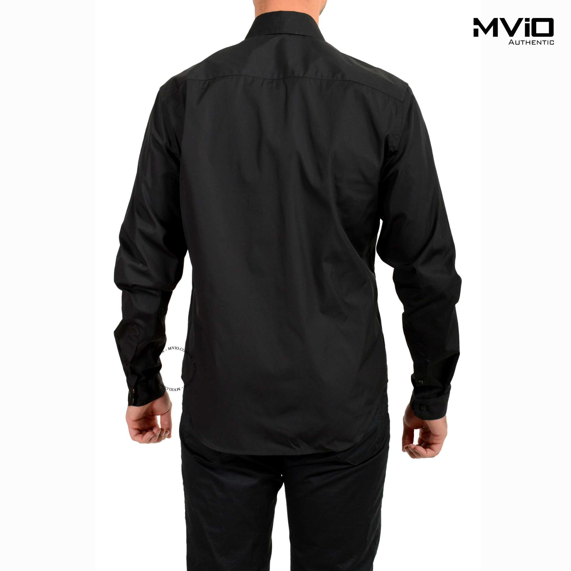  Sơ Mi Versace Đen Dài Tay Viền Cổ & Tay Hoạ Tiết 1014376 1A10591 