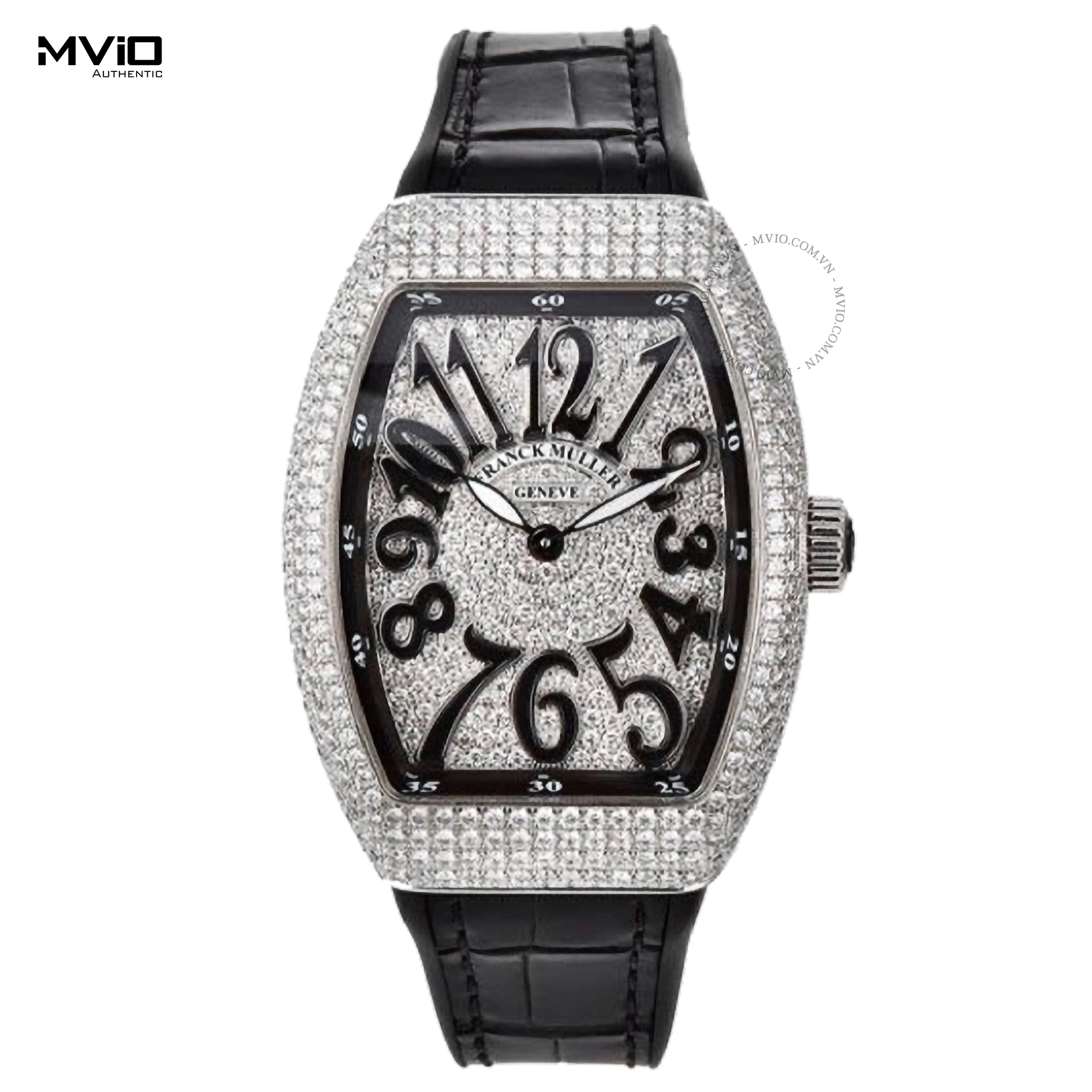 Đồng Hồ Franck Muller Vanguard V32 Steel Black Full Diamonds