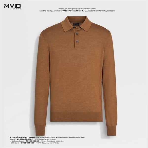  Polo Zegna Nâu Dài Tay Wool UEM00A8 N05 